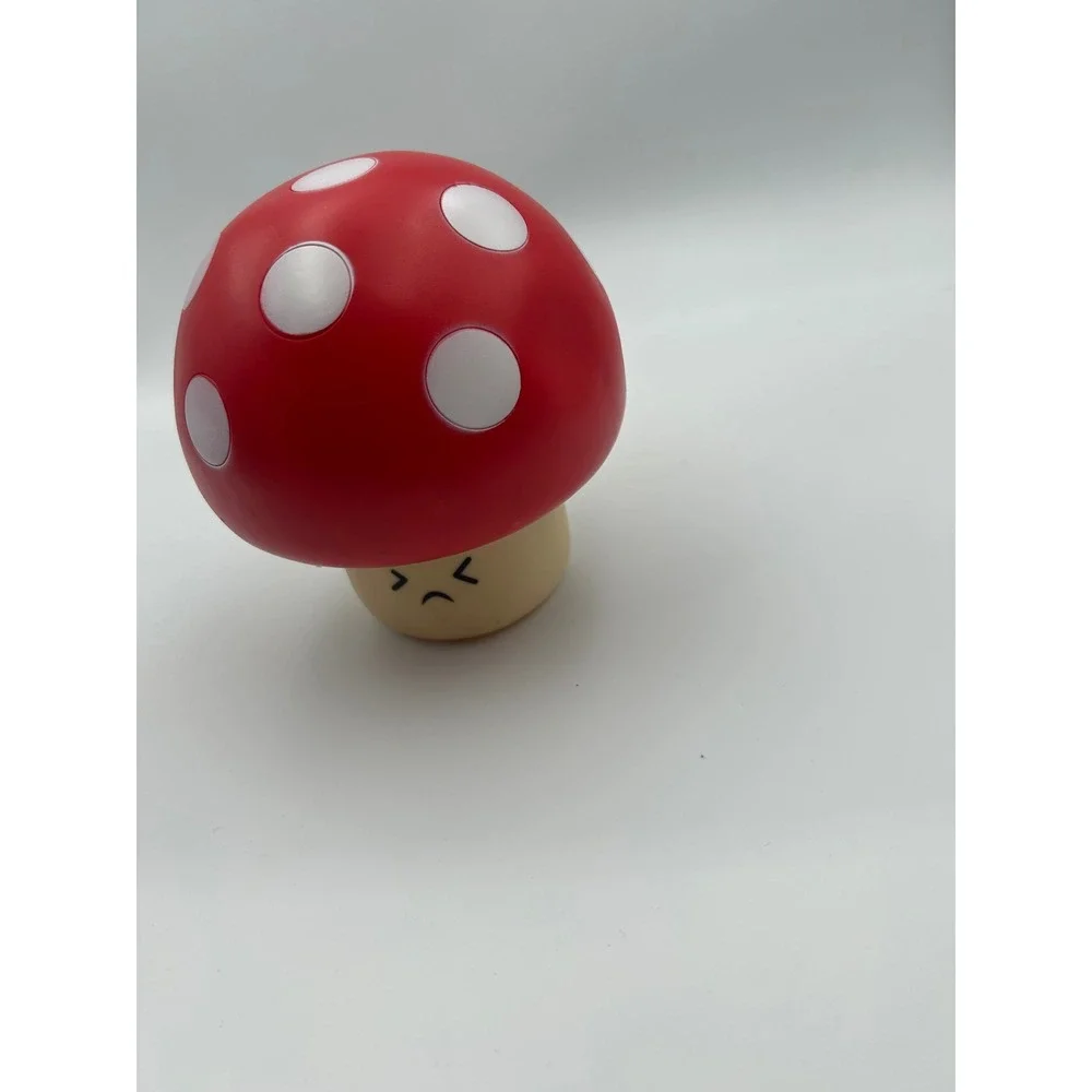 Red Polka Dot Mushroom Grumpy Face Figure Collectible Toy 2000s Decor